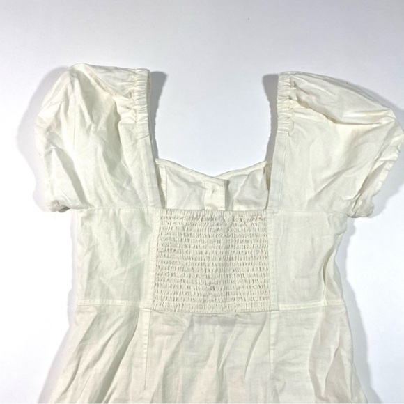 New Madewell Linen Cotton Puff Sleeve Mini Dress Size 6 Ivory - Picture 5 of 10